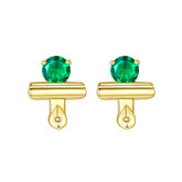 Round Lab Created Emerald Clip Shape Stud Earrings